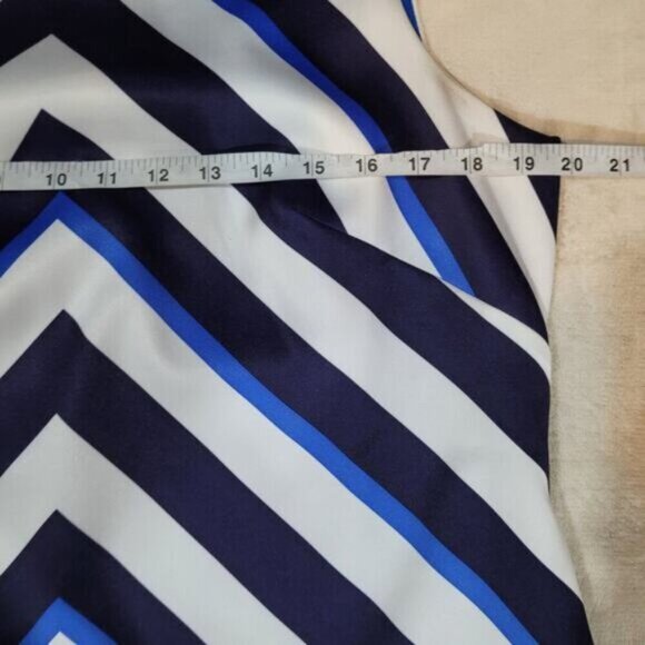 Vince Camuto Blue and Black Chevron Striped Dress - Size 14 - Picture 6 of 9